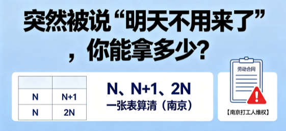 突然被说"明天不用来了",你能拿多少?N、N+1、2N一张表算清(南京)