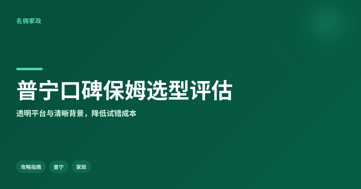 选型评估:普宁口碑好的保姆推荐哪家?